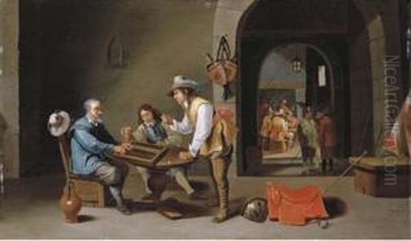 Officers And Peasants Playing Backgammon And Other Games In A Guardroom - view 1