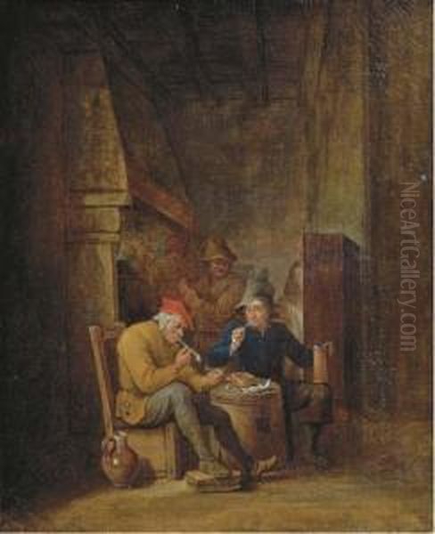 Peasants Smoking And Drinking In An Interior - view 1