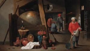 Peasants In A Tavern by Cornelis Mahu