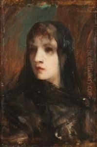 Jeune Femme Au Voile Noir by Albert Pierre Rene Maignan
