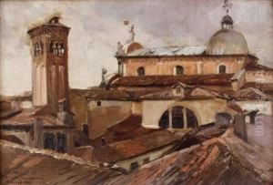 Vue Des Toits De San Zaccaria A Venise by Albert Pierre Rene Maignan