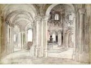 Vue Interieure De L'abbaye De St Benoit. by Diogene Ulysse N. Maillart