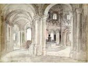 Vue Interieure De L Abbaye De St
Benoit. Crayon, Aquarelle Et Fusain Sur Papier. Signe En Bas A Gauche.
31.70 X 46 Cm by Diogene Ulysse N. Maillart