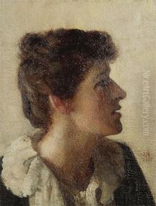 Portrait Of A Lady In Profile by Raffaele Mainella