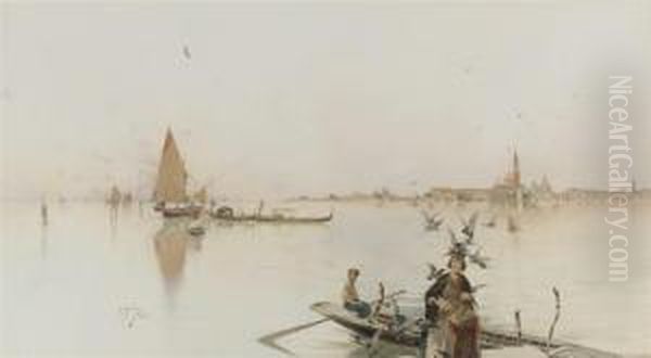 Venice: Feeding The Pigeons, The San Marco Tower In The Distance - view 1