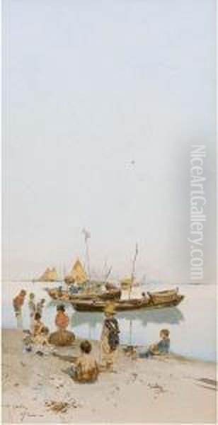 Fanciulli E Barche A Riva - view 1