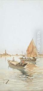 A Gondola On The Lagoon; Boats Sailing In The Lagoon