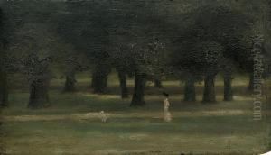 A Mother And Child In Kensington Gardens by Paul Fordyce Maitland