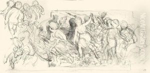 Entwurfszeichnung "erfolg Bei Der Jagd" by Hans Makart