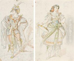 A Pair Of Drawings by Hans Makart