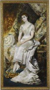 A Portrait Of A Seated Lady, Possibly Countess Biancateschenberg by Hans Makart