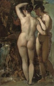Bathers By A Waterfall by Hans Makart