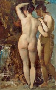 Zwei Akte In Landschaft by Hans Makart