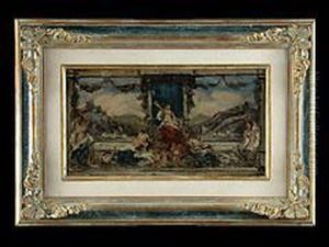 Bacchus In Rheinlandschaft Mit Gespielen by Hans Makart