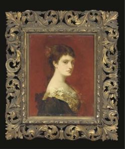 Portrait Of Anna Przibram Von Gladona-gold by Hans Makart