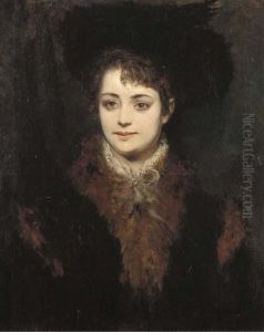 Portrait Of A Lady In A Black Hat And A Fur Trimmed Coat