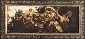 "arrival Of Cleopatra", Oil On Lithograph by Hans Makart