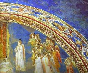 The Mission Of Archangel Gabriel Detail 2 1302-1305 by Giotto Di Bondone