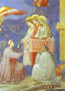 The Last Judgement Detail (Enrico Scrovegni Presents The Model Of The Church To The Virgin Mary) 1304-1306 by Giotto Di Bondone