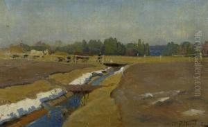 Landscape With Canal. 1903. by Aleksander Vladimirovich Makovskii