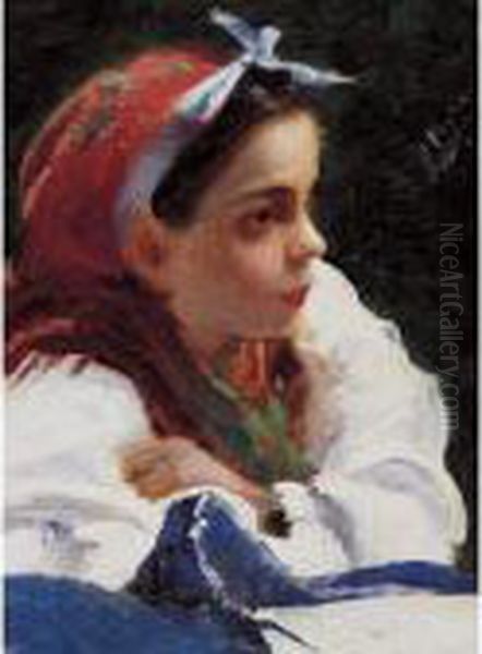 Portrait Of A Young Girl by Aleksander Vladimirovich Makovskii