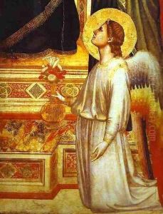 Madonna And Child Enthroned With Saints (Ognissanti Madonna) Detail 3 1305-1310 by Giotto Di Bondone