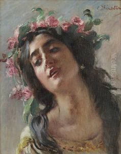 Woman With A Rose Garland; Study For