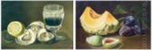 A) "natura Morta Con Melone E Fichi" - B) "natura Morta Con Ostriche E Limone" by Francesco Malacrea