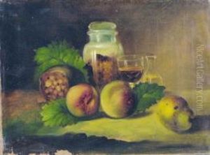 Natura Morta Con Pesche E Bicchiere by Francesco Malacrea