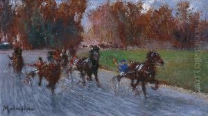 La Course De Trot Attele by Louis-Ferdinand Malespina
