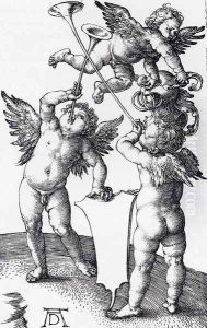 Three Putti With Shield And Helmet