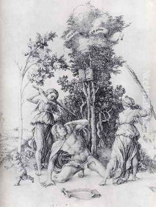 Orpheus Slain By Bacchantes With A Boy Running Away