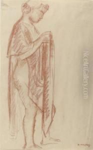 A Woman Standing by Charles Alexandre Malfray