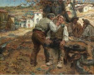 O Barbeiro Da Aldeia (a Close Shave) by Jose Malhoa