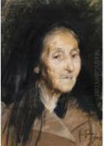 Tete De Femme Agee by Jose Malhoa