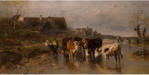 Kuhe Am Fluss by Christian Friedrich Mali