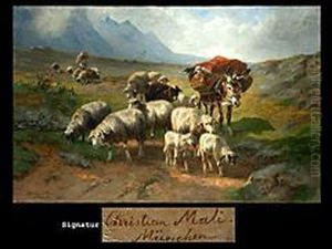 Schafherde Mit Esel Und Schafer Auf Einer Hochebene by Christian Friedrich Mali