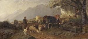 Bergbauernhof Mit
Viehherde. by Christian Friedrich Mali