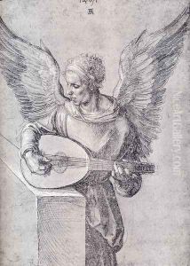Winged Man, In Idealistic Clothing, Playing a Lute