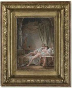 A Young Couple In A Passionate Embrace by Jean-Baptiste Mallet