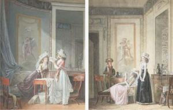 Une Femme Lisant Une Lettre Devant Une Amie Dans Un Interieurdirectoire - view 1