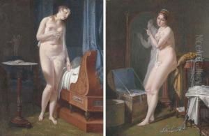 La Veille Du Mariage: A Nude
Woman Standing By A Bedridden Man; Andle Lendemain Du Mariage: A Nude
Woman Bedecked With Jewels Standingby A Mirror by Jean-Baptiste Mallet