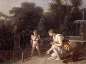Le Petit Redresseur De Quilles: A Painting And A Print by Jean-Baptiste Mallet