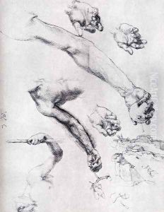 Three Studies From Nature For Adam's Arms In The 1504 by Albrecht Durer
