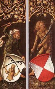 Sylvan Men With Heraldic Shields