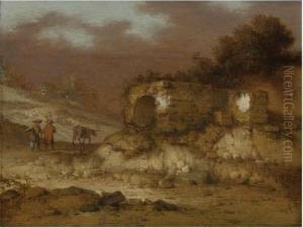 Prorperty From A Private Collection
A Landscape With Ruins And Figures Driving A Donkey - view 1