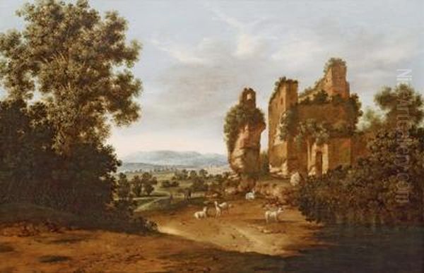 Io Con Rovine E Gregge Di Pecore - view 1