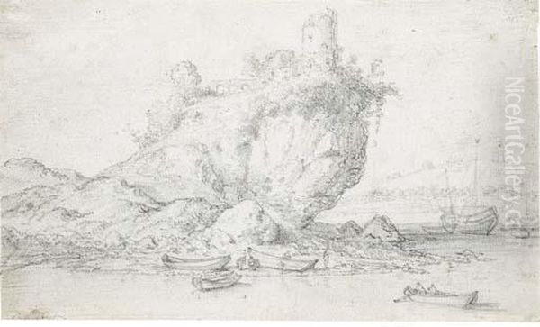 A Ruined Tower On A Rocky Cliff By The Sea - view 1