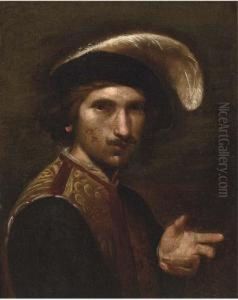 Portrait Of A Gentleman, Bust-length, Wearing A Feathered Cap