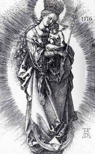 The Virgin On A Crescent With A Crown Of Stars And A Scepter by Albrecht Durer